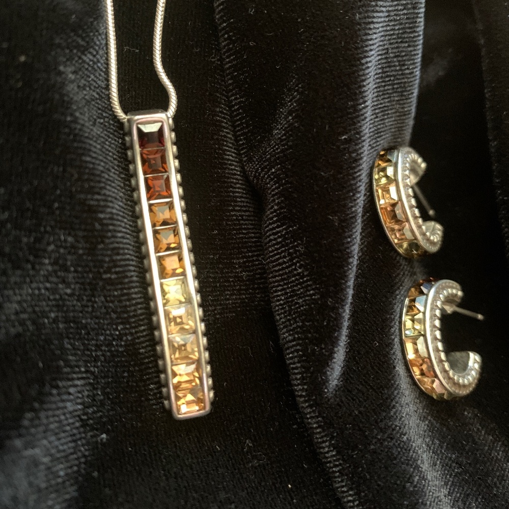 Brighton Spectrum Topaz Swarovski Crystal Necklace Earrings Set